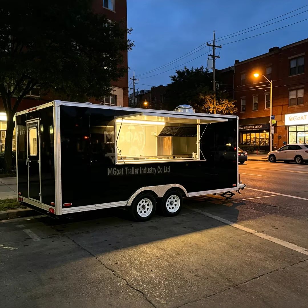 Commercial Kitchen Trailer - Schwarzer 2-Achs-Imbisswagen mit mobiler Küche für