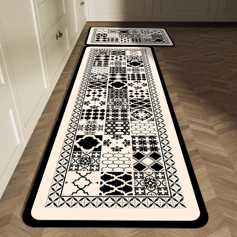 Schwarz-weißes geometrisches F – Commercial Kitchen Tile Flooring Bewertung und Preis